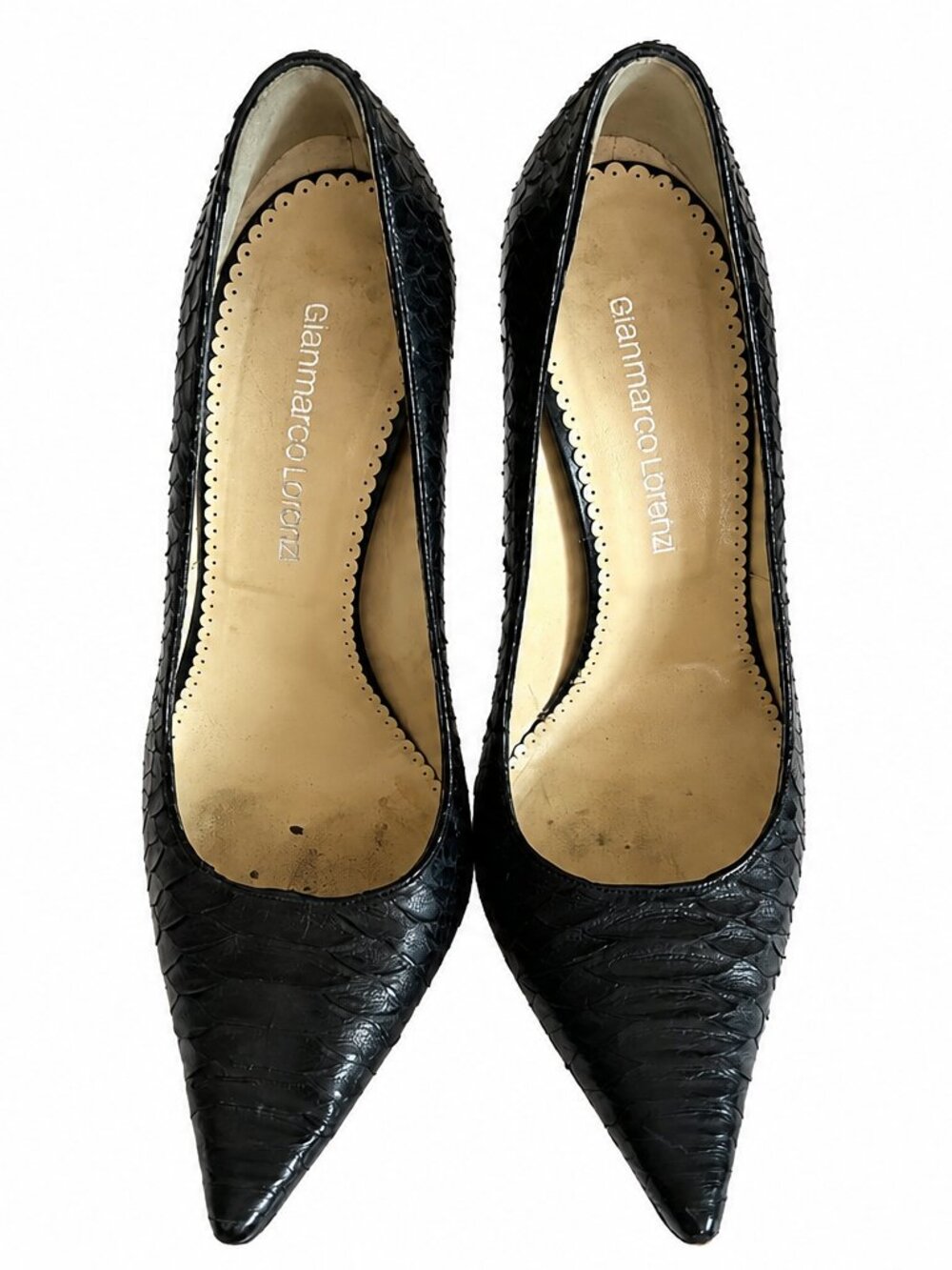Gianmarco Lorenzi Python Snakeskin Stiletto Pumps UK 7.5 Metal Spike Heel